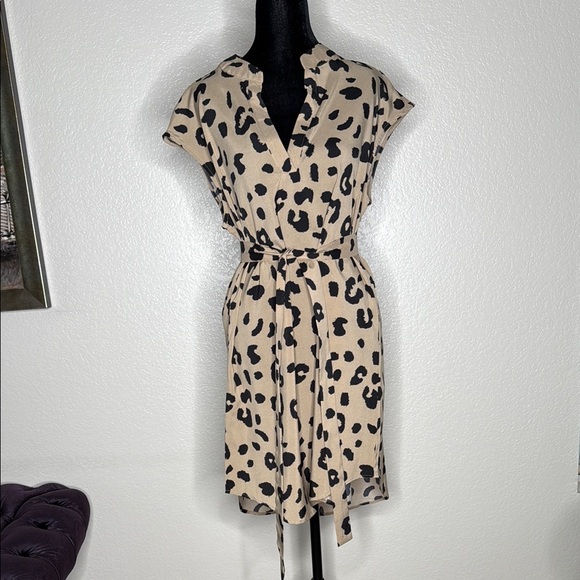 Dresses & Skirts - Tan and Black Wrap Sundress with Notched Collar